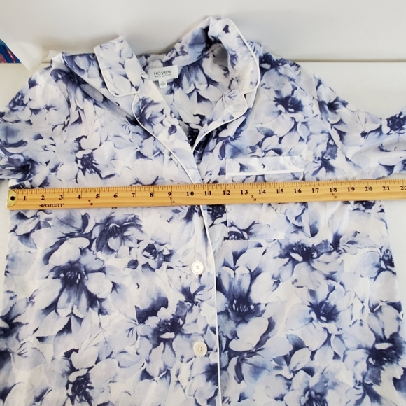 Haven Well Within Organic True Cotton Sleep Shirt Med Blurred Floral Button-up - Picture 9 of 13